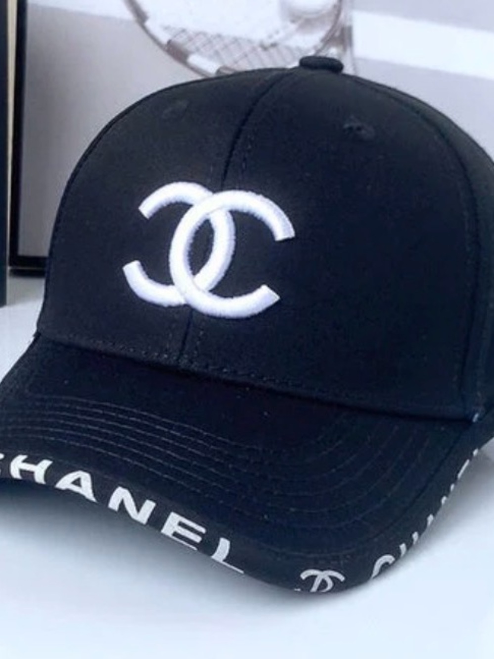 CHANEL Hat | CC Logo on the front and white lettering on Brim - Authentic
